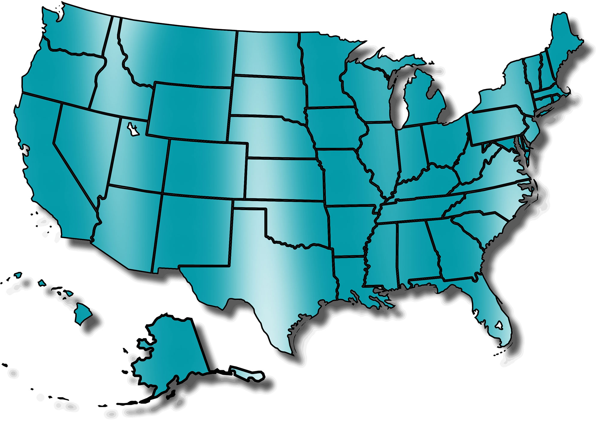 Teal US Map